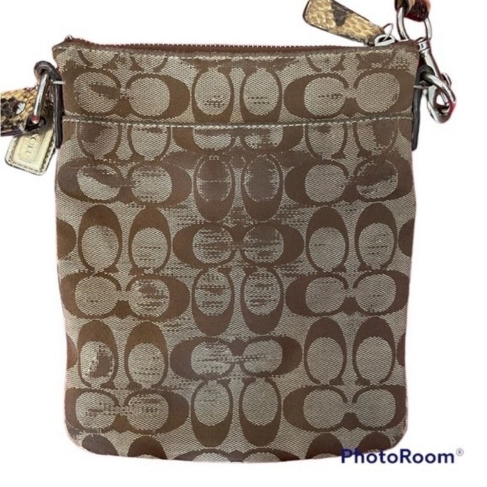 Rare Coach Sutton Signature Python Crossbody Khak… - image 3